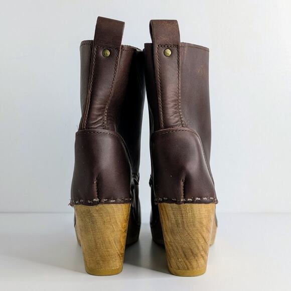 No. 6 Store Ankle Boots 37 Brown Leather Lace Up Wedge Bohemian Scandi Chic - Picture 5 of 15